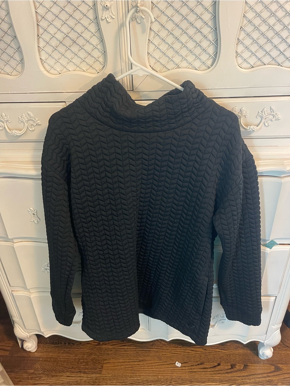 New Balance Black Quilted Cowl Turtleneck Sweater - Women